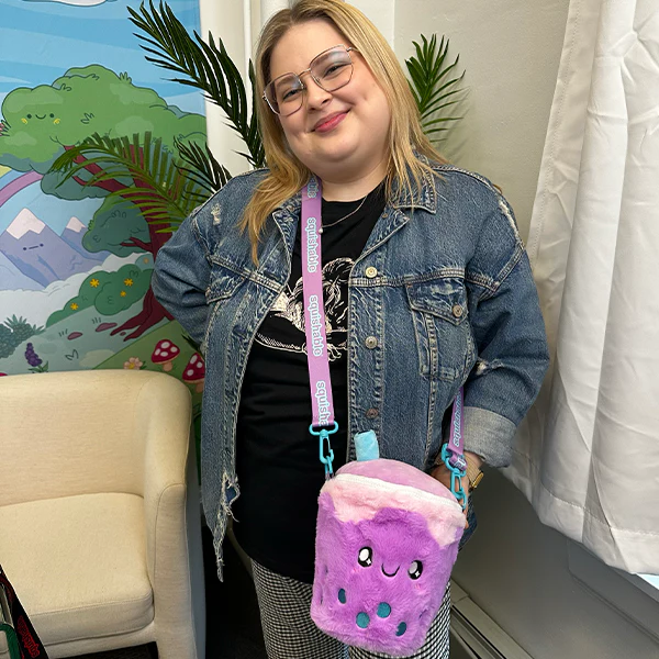 Comfort Food Bubble Tea Fuzzy Crossbody Bag - Image 3