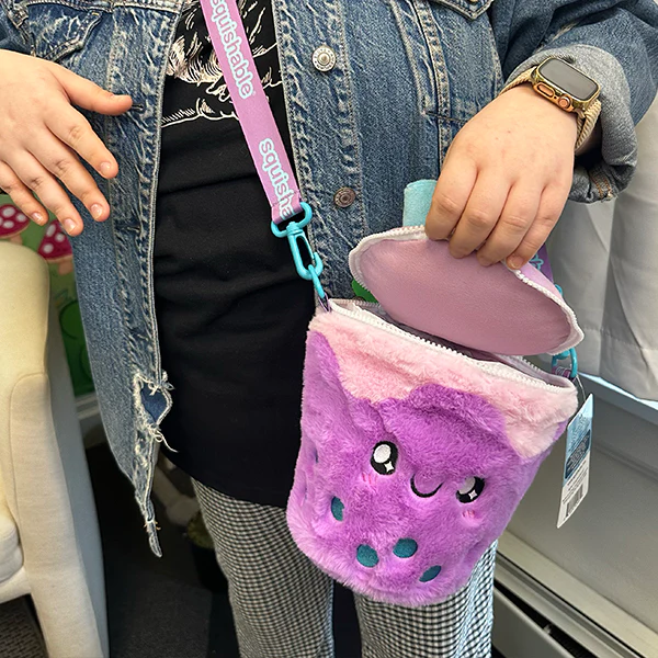 Comfort Food Bubble Tea Fuzzy Crossbody Bag - Image 4